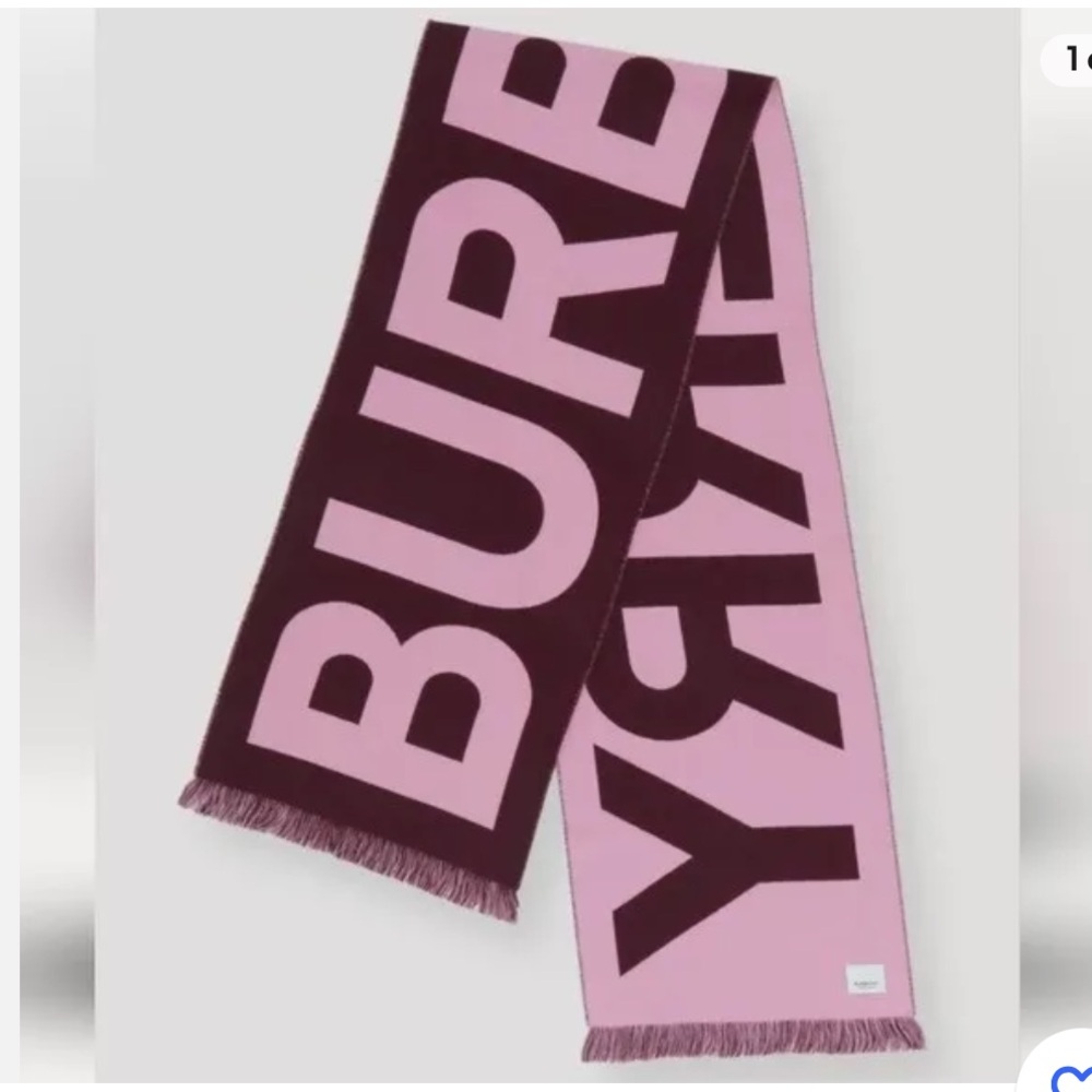 NWT authentic Burberry logo wool jacquard scarf - Picture 2 of 6